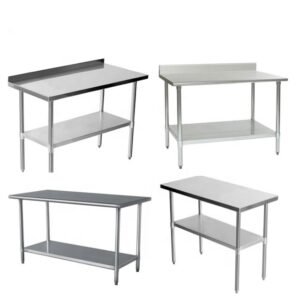 Stainless steel work tables for kitchen